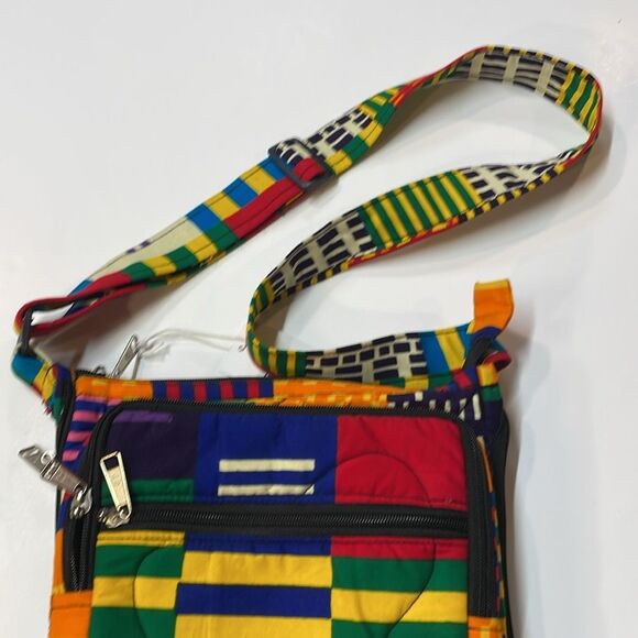Afrikana Creations Quilted Patchwork Crossbody Bag Multicolor - Picture 3 of 7
